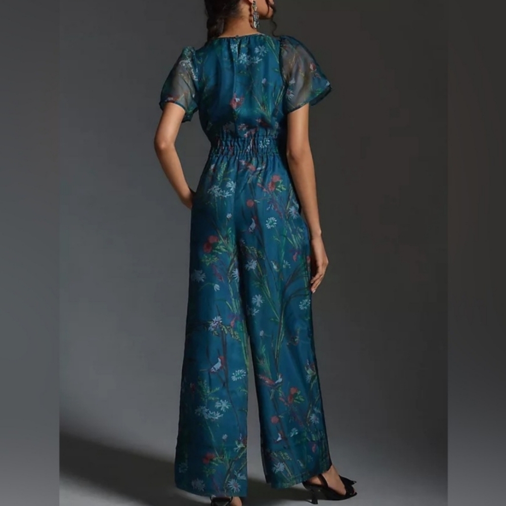 Anthropologie Blue Floral Jumpsuit - Picture 2 of 7